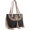 imageMontana West Aztec Tote Bag for Women Embroidered Western Shoulder Purse and Wallet SetFringe Black