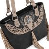 imageMontana West Aztec Tote Bag for Women Embroidered Western Shoulder Purse and Wallet SetFringe Black