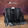 imageMontana West Fringe Purse Western Purses for Women Crossbody BagE2floral Tooled With Hairon Cowhideblack