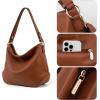 imageMontana West Medium Hobo Bags for Women Purses and Handbags Classic Top Handle Shoulder Satchel Bags with Detachable Strap2 Straps Brown