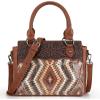 imageMontana West Sequined Aztec Mini Tote Bag Floral Tooled HandbagBrown