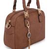 imageMontana West Small Top Handle Purse for Women Crossbody Satchel Handbag Barrel BagS Brown