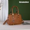 imageMontana West Small Top Handle Purse for Women Crossbody Satchel Handbag Barrel BagS Light Brown