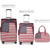 imageMontana West Western American Flag Luggage 3 Piece Sets Suitcase Crystal Studs Vegan Leather Spinner Wheels Carry On Duffle Bag for Travel Navy MBBUS04L123NY