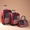 imageMontana West Western American Flag Luggage 3 Piece Sets Suitcase Crystal Studs Vegan Leather Spinner Wheels Carry On Duffle Bag for Travel Navy MBBUS04L123NY