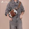 imageMontana West Western Cow Print Fanny Packs for Women Men Western Tooled Whipstitch Waist Belt Bag MW1318194BR