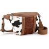 imageMontana West Western Cow Print Fanny Packs for Women Men Western Tooled Whipstitch Waist Belt Bag MW1318194BR