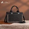 imageMontana West Western Tooling Handbags Vintage Prints and Whipstitch CraftsmanshipStitching Black