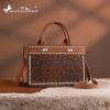 imageMontana West Western Tooling Handbags Vintage Prints and Whipstitch CraftsmanshipStitching Brown