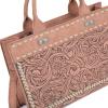 imageMontana West Western Tooling Handbags Vintage Prints and Whipstitch CraftsmanshipStitching Dark Pink