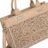 imageMontana West Western Tooling Handbags Vintage Prints and Whipstitch CraftsmanshipStitching Tan
