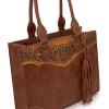 imageMontana West Western Tooling Handbags Vintage Prints and Whipstitch CraftsmanshipTassels Brown