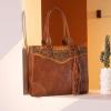 imageMontana West Western Tooling Handbags Vintage Prints and Whipstitch CraftsmanshipTassels Brown