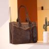 imageMontana West Western Tooling Handbags Vintage Prints and Whipstitch CraftsmanshipTassels Coffe
