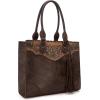 imageMontana West Western Tooling Handbags Vintage Prints and Whipstitch CraftsmanshipTassels Coffe