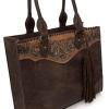 imageMontana West Western Tooling Handbags Vintage Prints and Whipstitch CraftsmanshipTassels Coffe