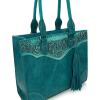 imageMontana West Western Tooling Handbags Vintage Prints and Whipstitch CraftsmanshipTassels Turquoise