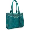 imageMontana West Western Tooling Handbags Vintage Prints and Whipstitch CraftsmanshipTassels Turquoise