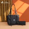imageMontana West Western Tooling Tote Bag with Wallet Set for Women Vintage Studded Top Handle Shoulder HandbagFloral Black