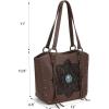 imageMontana West Western Tooling Tote Bag with Wallet Set for Women Vintage Studded Top Handle Shoulder HandbagFloral Coffee
