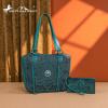 imageMontana West Western Tooling Tote Bag with Wallet Set for Women Vintage Studded Top Handle Shoulder HandbagFloral Turquoise
