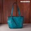 imageMontana West Western Tooling Tote Bag with Wallet Set for Women Vintage Studded Top Handle Shoulder HandbagVintag Turquoise
