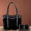 imageMontana West Western Tote Bag for Women Fringe Collection Handbag Boho Aztec HandbagsA Black