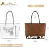 imageMontana West Woven Tote Bags for Women Purses and Handbags with Concealed Carry Back Zipper PocketCow Print Brown