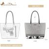 imageMontana West Woven Tote Bags for Women Purses and Handbags with Concealed Carry Back Zipper PocketCow Print Grey