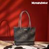 imageMontana West Woven Tote Bags for Women Purses and Handbags with Concealed Carry Back Zipper PocketWoven Black