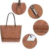 imageMontana West Woven Tote Bags for Women Purses and Handbags with Concealed Carry Back Zipper PocketWoven Brown
