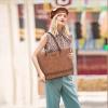 imageMontana West Woven Tote Bags for Women Purses and Handbags with Concealed Carry Back Zipper PocketWoven Brown