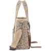imageMontana West X Wrangler Cowhide Tote Bag for Women Western Tooling Handbag Leather Fringing With Turquoise Stone ConchoBeige