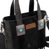imageMontana West X Wrangler Cowhide Tote Bag for Women Western Tooling Handbag Leather Fringing With Turquoise Stone ConchoBlack