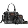 imageWrangler 3Pcs Doctor Bag Sets for Women Tophandle Satchel Bag with Cell Phone Handbag and Coin PurseBlack Leopard