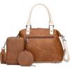 imageWrangler 3Pcs Doctor Bag Sets for Women Tophandle Satchel Bag with Cell Phone Handbag and Coin PurseBrown