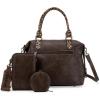 imageWrangler 3Pcs Doctor Bag Sets for Women Tophandle Satchel Bag with Cell Phone Handbag and Coin PurseCoffee Leopard