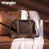 imageWrangler 3Pcs Doctor Bag Sets for Women Tophandle Satchel Bag with Cell Phone Handbag and Coin PurseCoffee Leopard