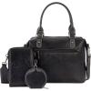 imageWrangler 3Pcs Doctor Bag Sets for Women Tophandle Satchel Bag with Cell Phone Handbag and Coin PurseEyecatching Black