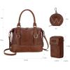 imageWrangler 3Pcs Doctor Bag Sets for Women Tophandle Satchel Bag with Cell Phone Handbag and Coin PurseEyecatching Brown