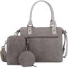imageWrangler 3Pcs Doctor Bag Sets for Women Tophandle Satchel Bag with Cell Phone Handbag and Coin PurseEyecatching Gray