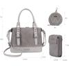 imageWrangler 3Pcs Doctor Bag Sets for Women Tophandle Satchel Bag with Cell Phone Handbag and Coin PurseEyecatching Gray