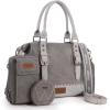 imageWrangler 3Pcs Doctor Bag Sets for Women Tophandle Satchel Bag with Cell Phone Handbag and Coin PurseEyecatching Gray