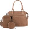 imageWrangler 3Pcs Doctor Bag Sets for Women Tophandle Satchel Bag with Cell Phone Handbag and Coin PurseEyecatching Khaki