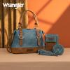 imageWrangler 3Pcs Doctor Bag Sets for Women Tophandle Satchel Bag with Cell Phone Handbag and Coin PurseTurquoise