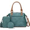 imageWrangler 3Pcs Doctor Bag Sets for Women Tophandle Satchel Bag with Cell Phone Handbag and Coin PurseTurquoise