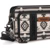 imageWrangler Crossbody Bag for Women Boho Aztec Small Multi Pocket Crossover PurseAngel Diamond Black With Adjustable Strap