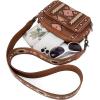 imageWrangler Crossbody Bag for Women Boho Aztec Small Multi Pocket Crossover PurseAngel Diamond Brown With Adjustable Strap