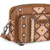 imageWrangler Crossbody Bag for Women Boho Aztec Small Multi Pocket Crossover PurseAngel Diamond Brown With Adjustable Strap