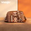 imageWrangler Crossbody Bag for Women Boho Aztec Small Multi Pocket Crossover PurseAngel Diamond Brown With Adjustable Strap